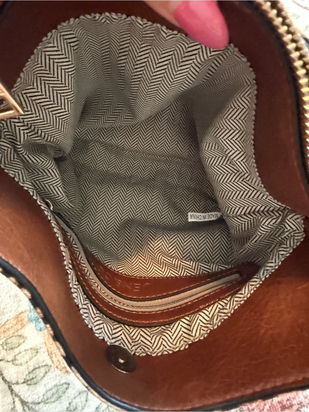 Leopard Print Crossbody Bag with Brown Leather Strap - Picture 6 of 7